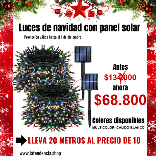 LUCES SOLARES DE NAVIDAD-COMPRA 10 METROS LLEVA 20 METROS