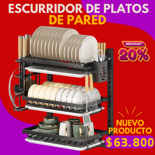 ESCURRIDOR DE PLATOS COLGANTE (PARA PARED)